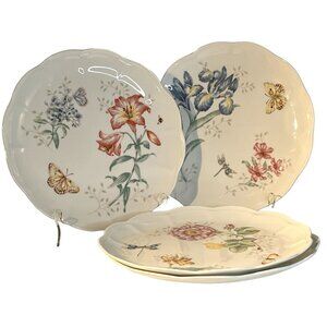 Lenox Scalloped Edge Butterfly Meadow 11” Dinner Plates Set of Four NEW